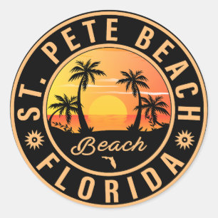 St. Pete Beach Florida Souvenir Palm Trees Ronde Sticker