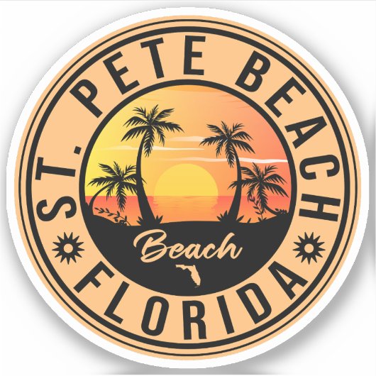 St. Pete Beach Florida Souvenir  Palm Trees Sticker (Voorkant)