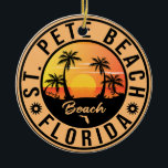 St Pete Beach Florida Sunset Paradise  Keramisch Ornament<br><div class="desc">St. Pete Beach Florida - Retro Tropical Palm Tree 60s Het  ontwerp van Souvenirs maakt een geweldig kerstcadeautje voor fans van het strand van St. Pete Beach. Het retro zomervibe ontwerp is een perfect cadeau voor reisliefhebbers en liefhebbers van tropische bestemmingen.</div>