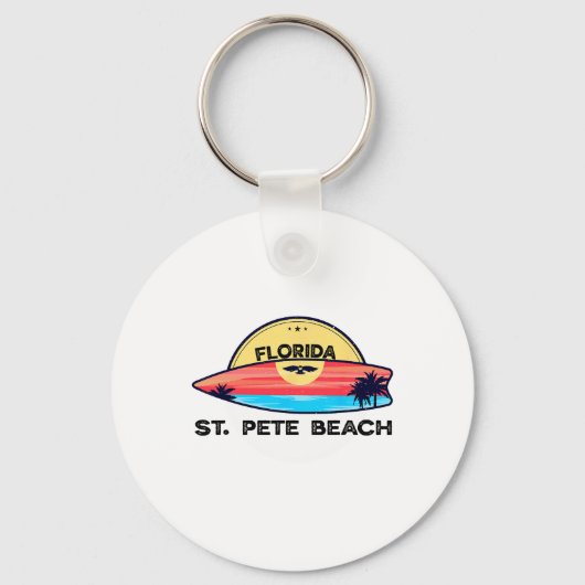 St Pete Beach Florida Surfplank Strand Surfen Sleutelhanger (Voorkant)