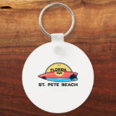 St Pete Beach Florida Surfplank Strand Surfen Sleutelhanger (Voorkant)