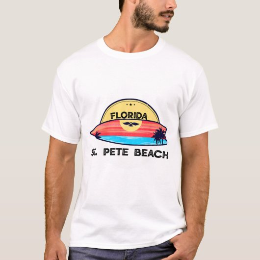 St Pete Beach Florida Surfplank Strand Surfen T-shirt (Voorkant)
