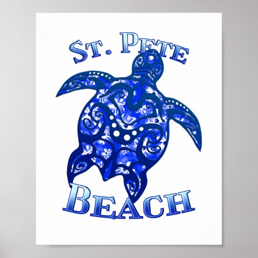 St Pete Beach Florida Vacation Tribal Turtle Poster (Voorkant)