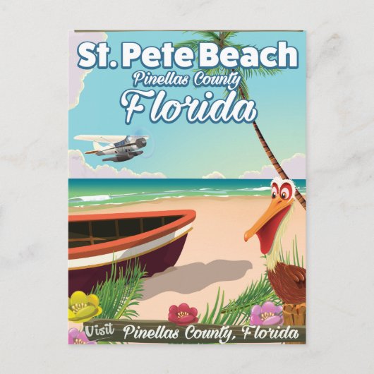 St. Pete Beach Florida vintage reisposter Briefkaart (Voorkant)