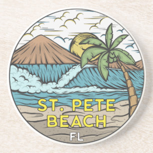 St Pete Beach Florida Vintage Zandsteen Onderzetter
