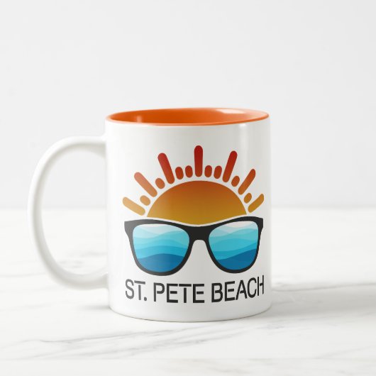 St. Pete Beach Florida Zonnebril Tweekleurige Koffiemok (Links)