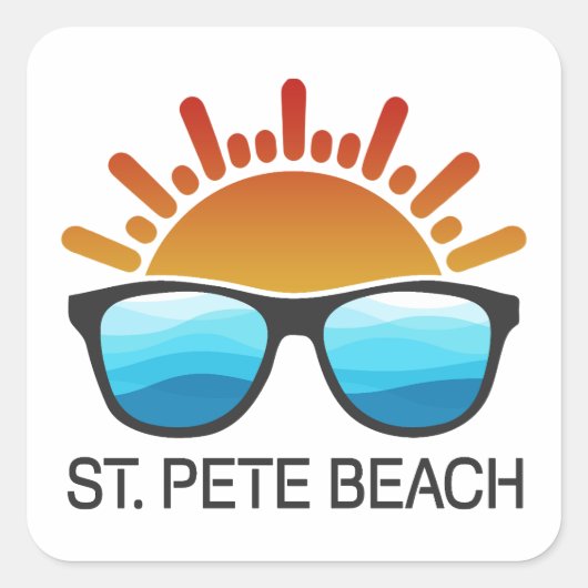 St. Pete Beach Florida Zonnebril Vierkante Sticker (Voorkant)
