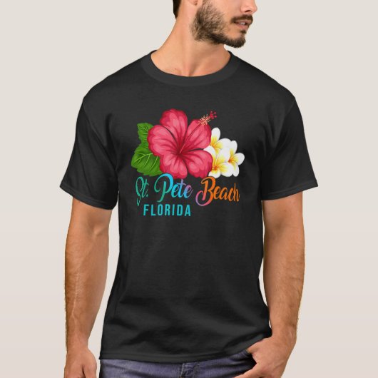St  Pete Beach Vacation Florida Tropical Hibiscus  T-shirt (Voorkant)