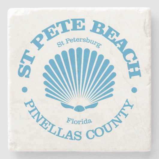 St Pete Beach (zeeschelp) Stenen Onderzetter (Voorkant)