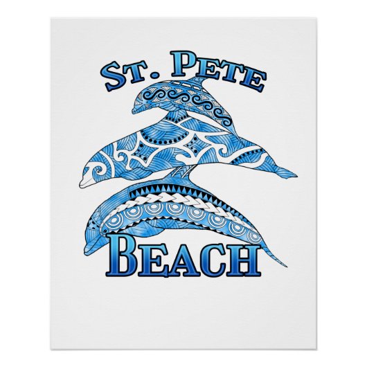 St. Pete Florida Beach Vacation Tribal Dolphins Perfect Poster (Voorkant)