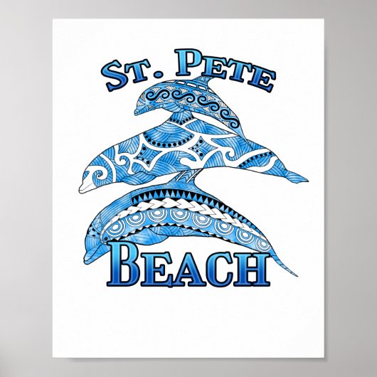 St. Pete Florida Beach Vacation Tribal Dolphins Poster (Voorkant)