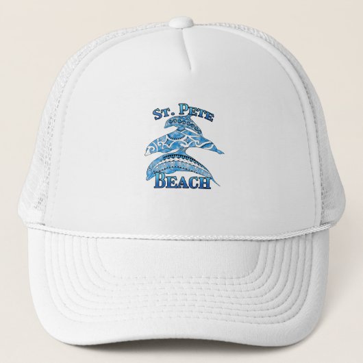 St. Pete Florida Beach Vacation Tribal Dolphins Trucker Pet (Voorkant)