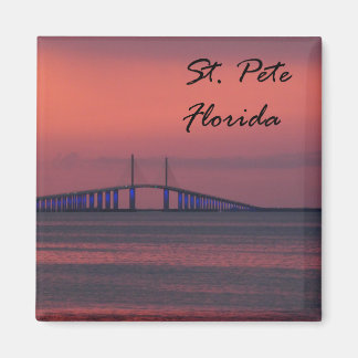 St Pete Florida Sunshine Skyway Bridge Sunset Magneet