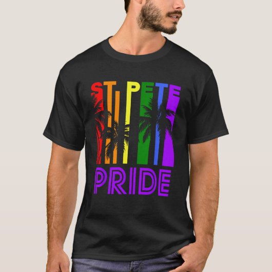 St Pete Pride Gay Pride LGBTQ Regenboog Palm Trees T-shirt (Voorkant)