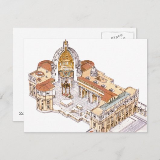 St. Peter Basiliek. De Stad Rome van Vatikaan. Briefkaart (Voorkant / Achterkant)
