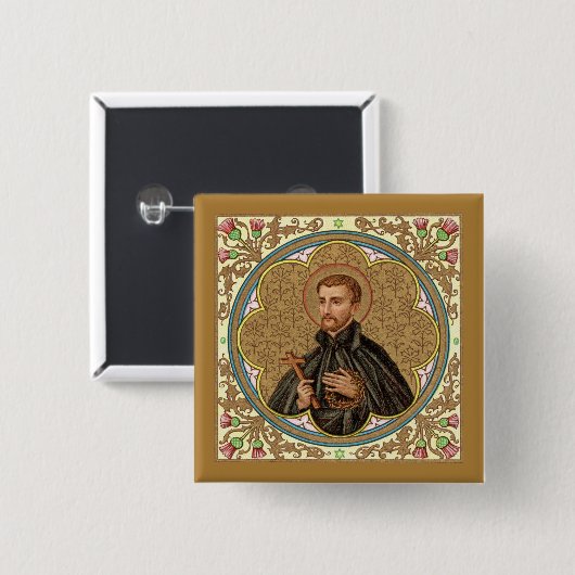 St. Peter Claver (BK 058) Square Vierkante Button 5,1 Cm (Voorkant /achterkant)