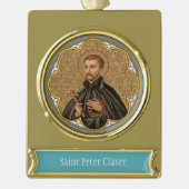 St. Peter Claver (BK 058) Verguld Banner Ornament (Voorkant)