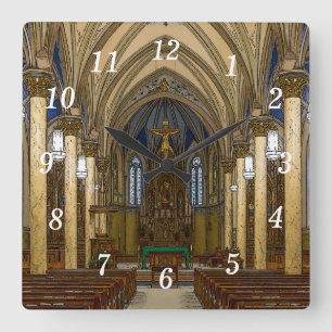 St. Peter Katholieke Kerk Painterly Vierkante Klok
