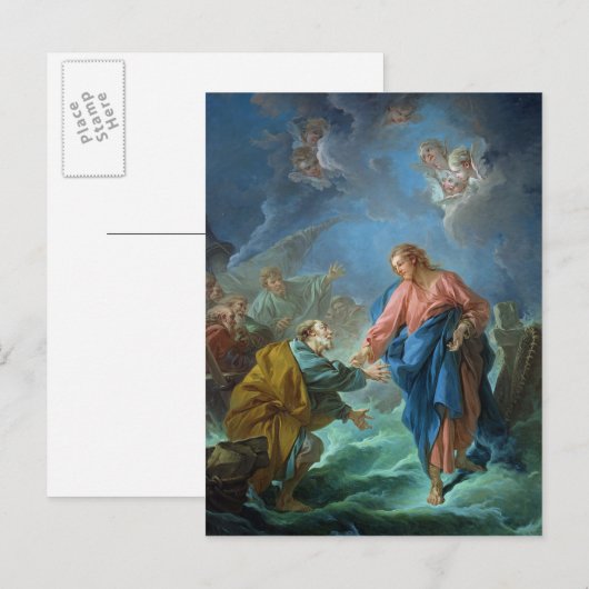 St. Peter nodigde uit om op het water te lopen, 17 Briefkaart (Voorkant / Achterkant)