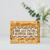 St. Peter Street Sign Malta Briefkaart (Staand voorkant)