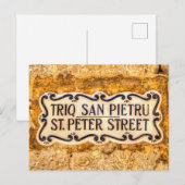 St. Peter Street Sign Malta Briefkaart (Voorkant / Achterkant)