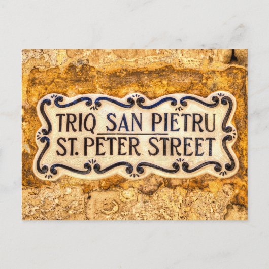 St. Peter Street Sign Malta Briefkaart (Voorkant)