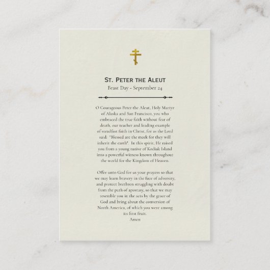 St. Peter van Aleut Orthodox Christelijk Gebed Kaa Plaatskaartje (Achterkant)