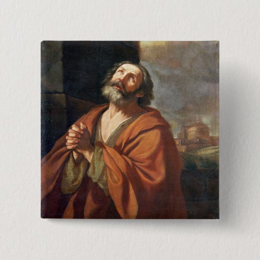 St. Peter Vierkante Button 5,1 Cm (Voorkant)
