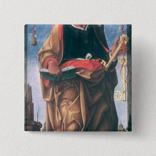 St. Peter Vierkante Button 5,1 Cm (Voorkant)