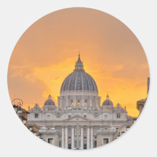 St. Peter's Basilica at Sunset, Vatican City Ronde Sticker