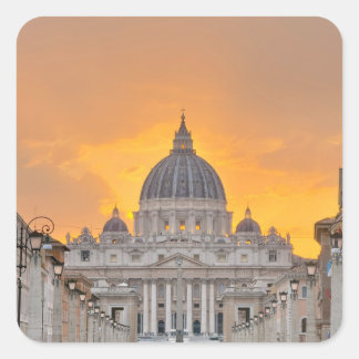 St. Peter's Basilica at Sunset, Vatican City Vierkante Sticker