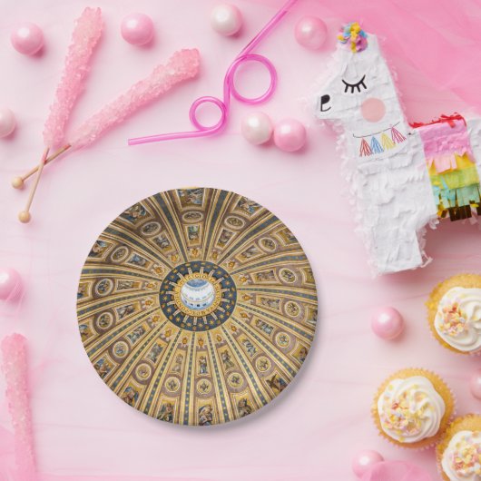 St. Peter's Basilica Dome - Vaticaan, Rome, Italië Papieren Bordje (Feest)