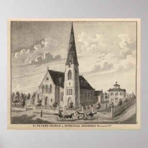 St. Peter's Church en parochiale woonplaats Poster