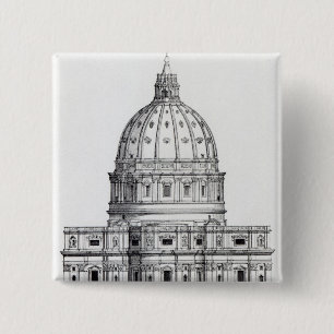 St. Peter's, Rome Vierkante Button 5,1 Cm