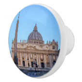 St. Peter's Square in Vaticaanstad - Rome, Italië Keramische Knop (Rechts)