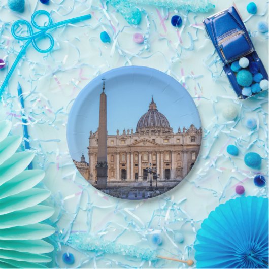 St. Peter's Square in Vaticaanstad - Rome, Italië Papieren Bordje (Feest)