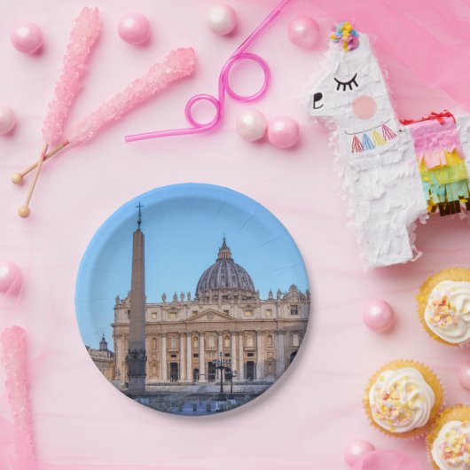 St. Peter's Square in Vaticaanstad - Rome, Italië Papieren Bordje (Feest)