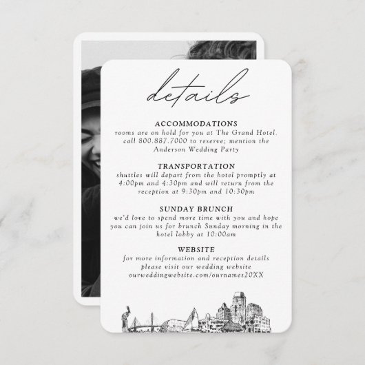 St. Petersburg bruiloft kleine verticale details Informatiekaartje (Voorkant / Achterkant)