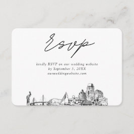 St. Petersburg bruiloft minimalistische schets RSV Informatiekaartje