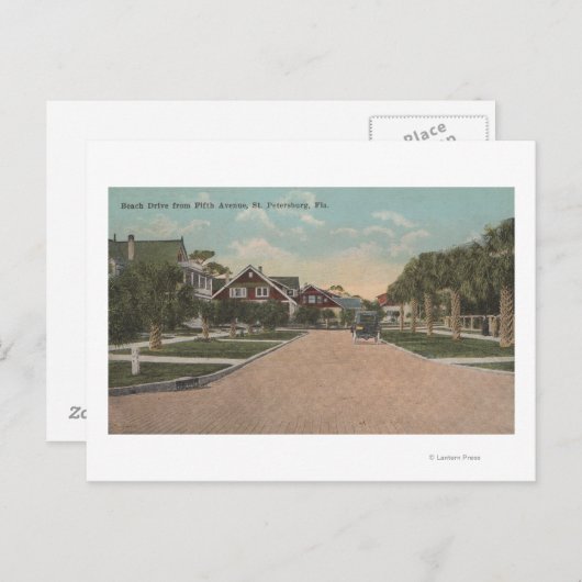 St. Petersburg, FL - Uitzicht van Beach Dr. & 5th  Briefkaart (Voorkant / Achterkant)