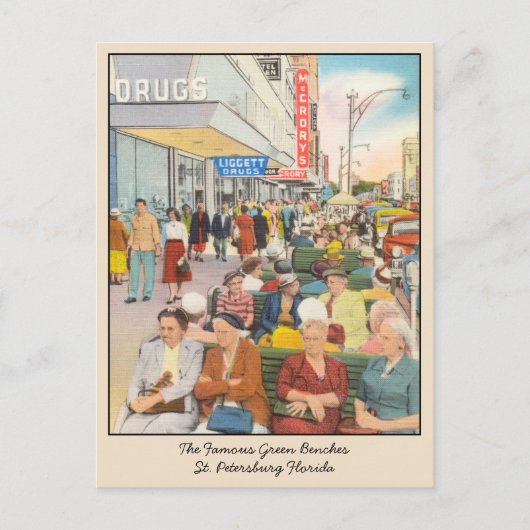 St Petersburg Florida Green Benches Briefkaart (Voorkant)