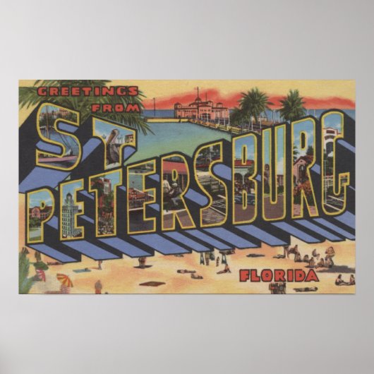 St. Petersburg, Florida - Grote letterscènes Poster (Voorkant)