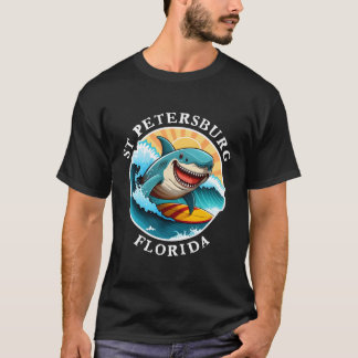 St Petersburg Florida Happy Surfing Shark T-shirt