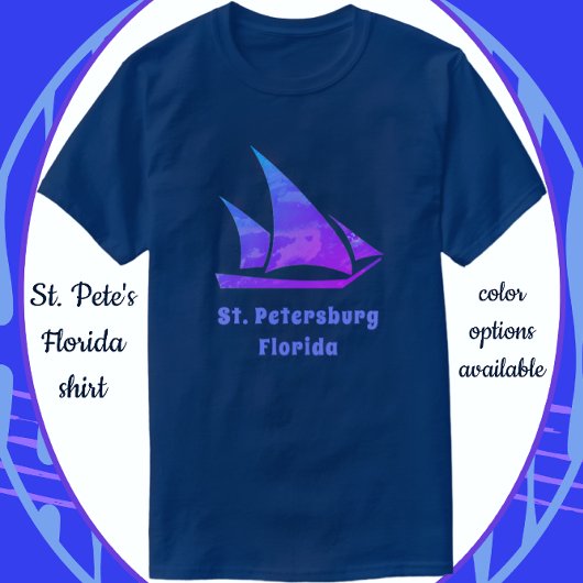 St. Petersburg Florida Heldere Kleurrijke Zeilboot T-shirt