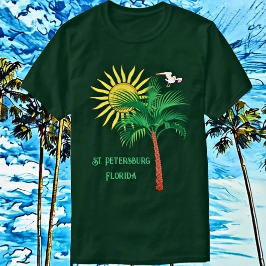 St. Petersburg Florida Palm Tree en Seagull T-Shi T-shirt