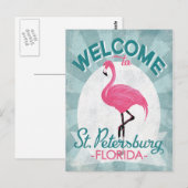 St Petersburg Florida Pink Flamingo Retro Briefkaart (Voorkant / Achterkant)