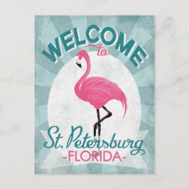 St Petersburg Florida Pink Flamingo Retro Briefkaart