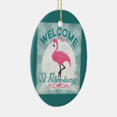 St Petersburg Florida Pink Flamingo Retro Keramisch Ornament (Rechts)