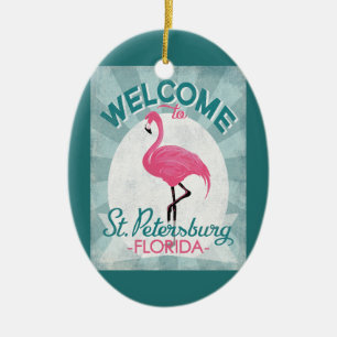 St Petersburg Florida Pink Flamingo Retro Keramisch Ornament