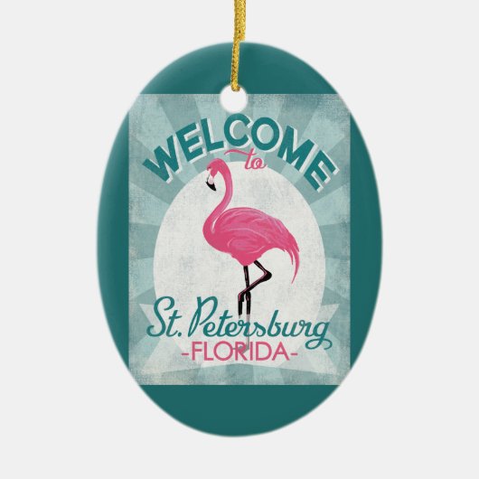 St Petersburg Florida Pink Flamingo Retro Keramisch Ornament (Voorkant)